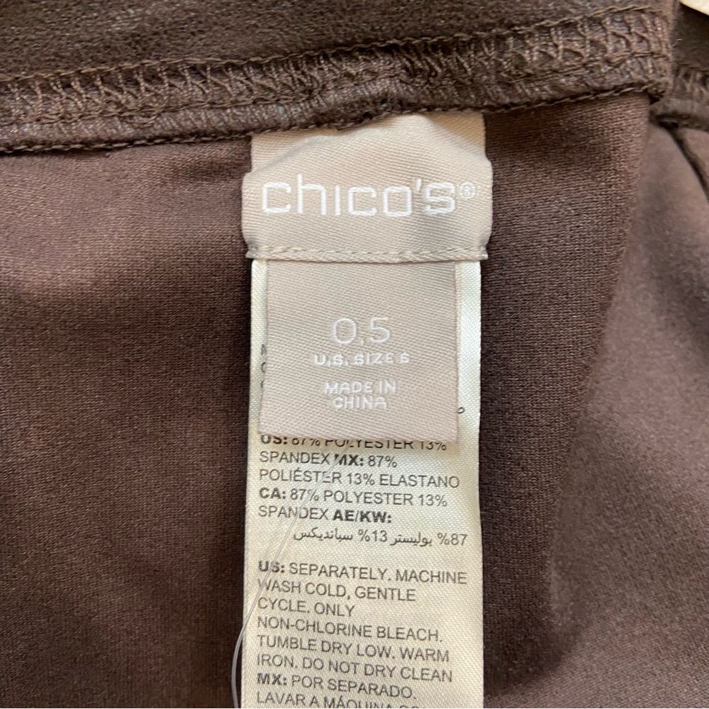 New with Tags Chico’s Faux Knit Suede Leggings Double Espresso Color Size 6 - Picture 9 of 12